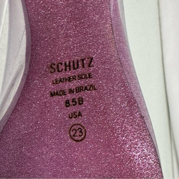 Schutz Pink Glitter Lucite Pumps Heels Shoes Size 8.5 - Picture 6 of 7